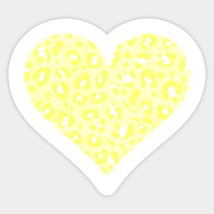 Yellow and White Leopard Print Heart Sticker